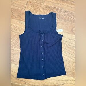 Aerie Blue Ribbed Sleeveless Tank Top